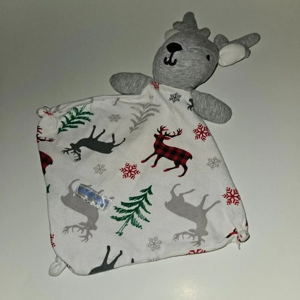 Max & Olivia Gray Reindeer Plush Mini Lovey Baby Toy Trees Snowflakes Winter